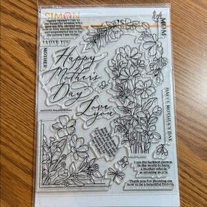 Simons Floral Mother's Day Stamp Set - Black